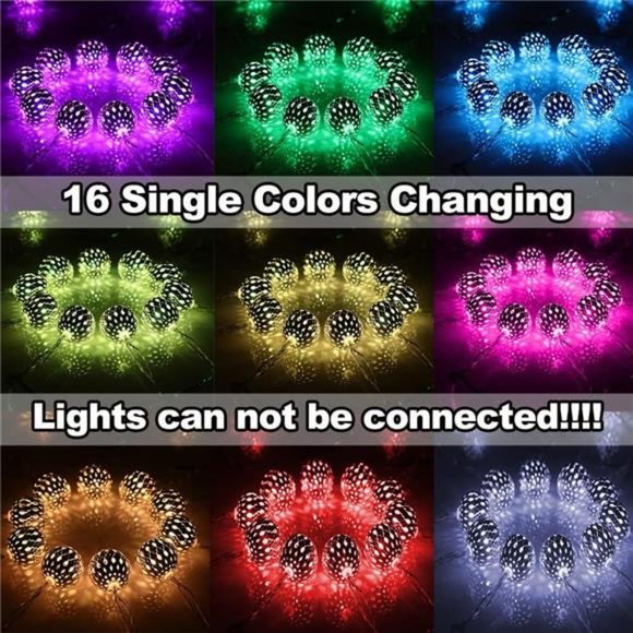 16Colors Changing Globe String Lights for Diwali Decor,13ft 40Silver Metal Balls - Picture 3 of 6